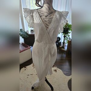 NWT PrettyLittleThing White Eyelet Wrap Dress